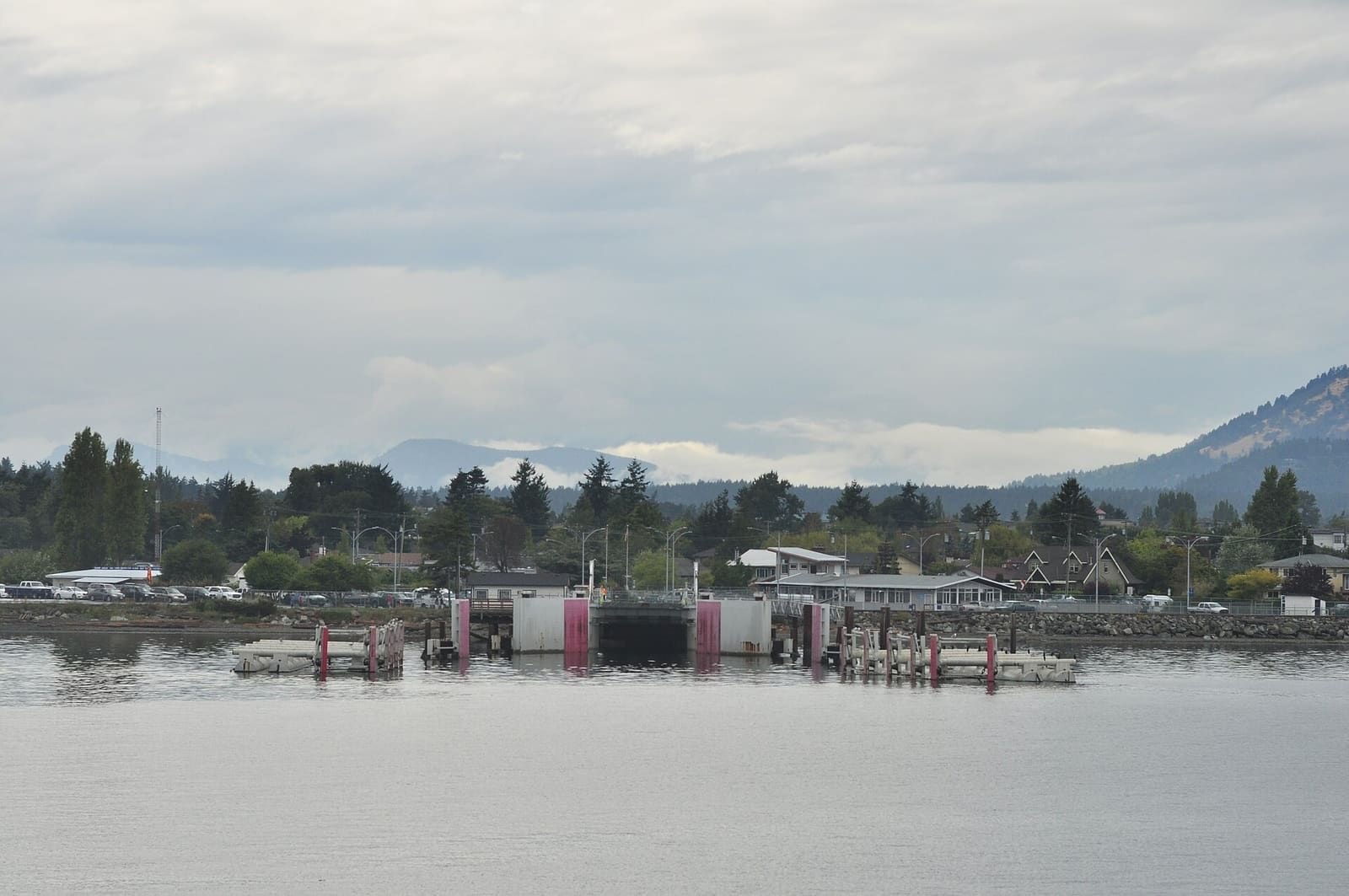 The Washington State Ferries dock at Sidney, BC, seen from the water