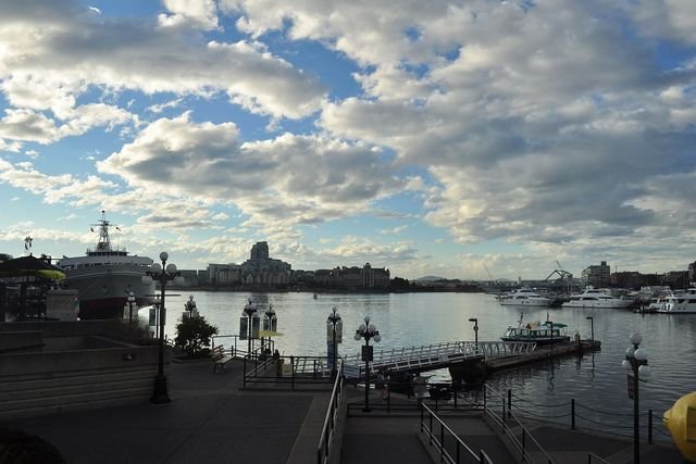 The MV Coho at the dock in Victoria's Inner Harbour