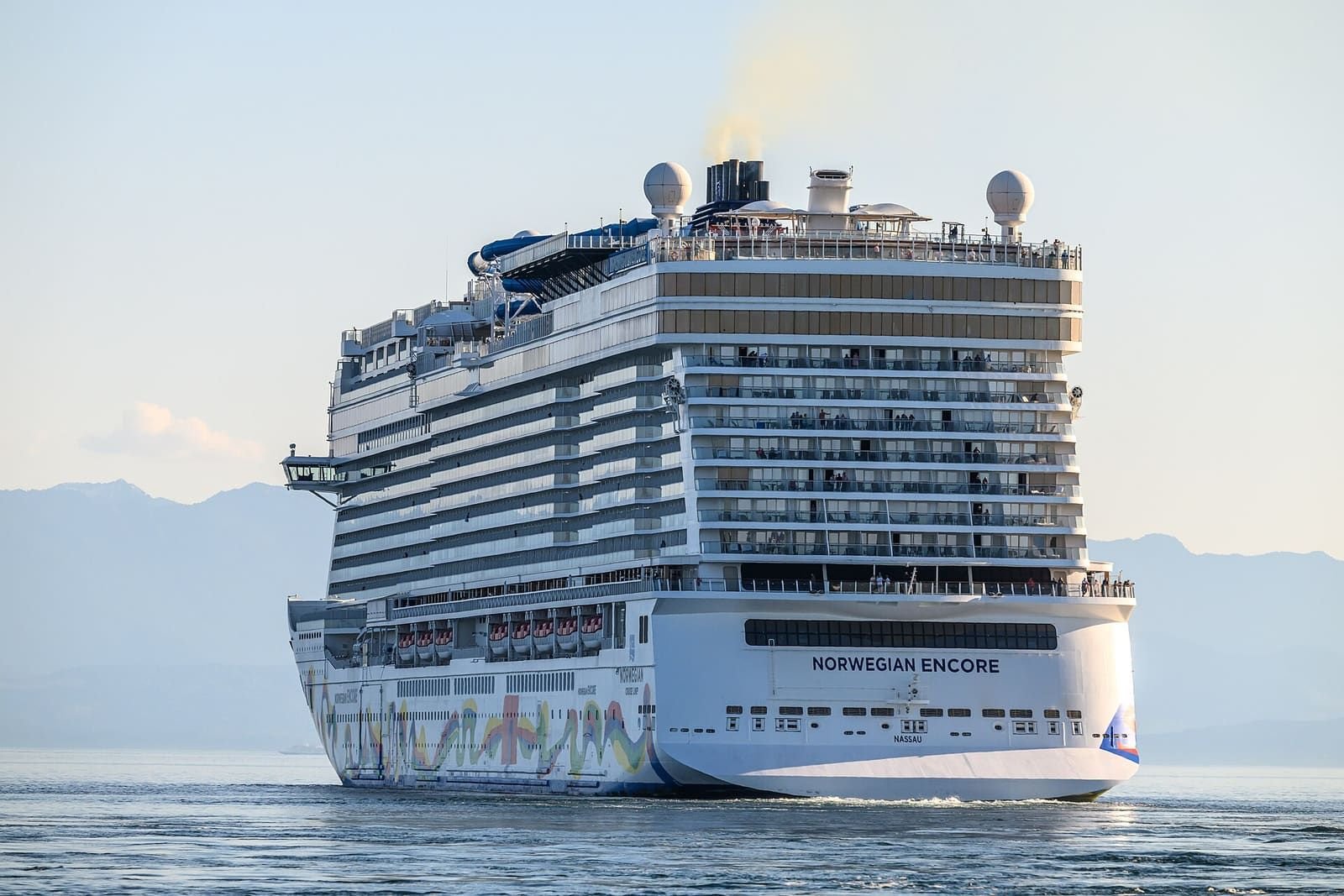 The cruise ship Norwegian Encore at the Ogden Point terminal in Victoria