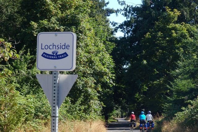 The Lochside Regional Trail with its trail sign