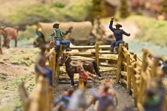 A detailed miniature scene at Miniature World