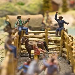 A detailed miniature scene at Miniature World