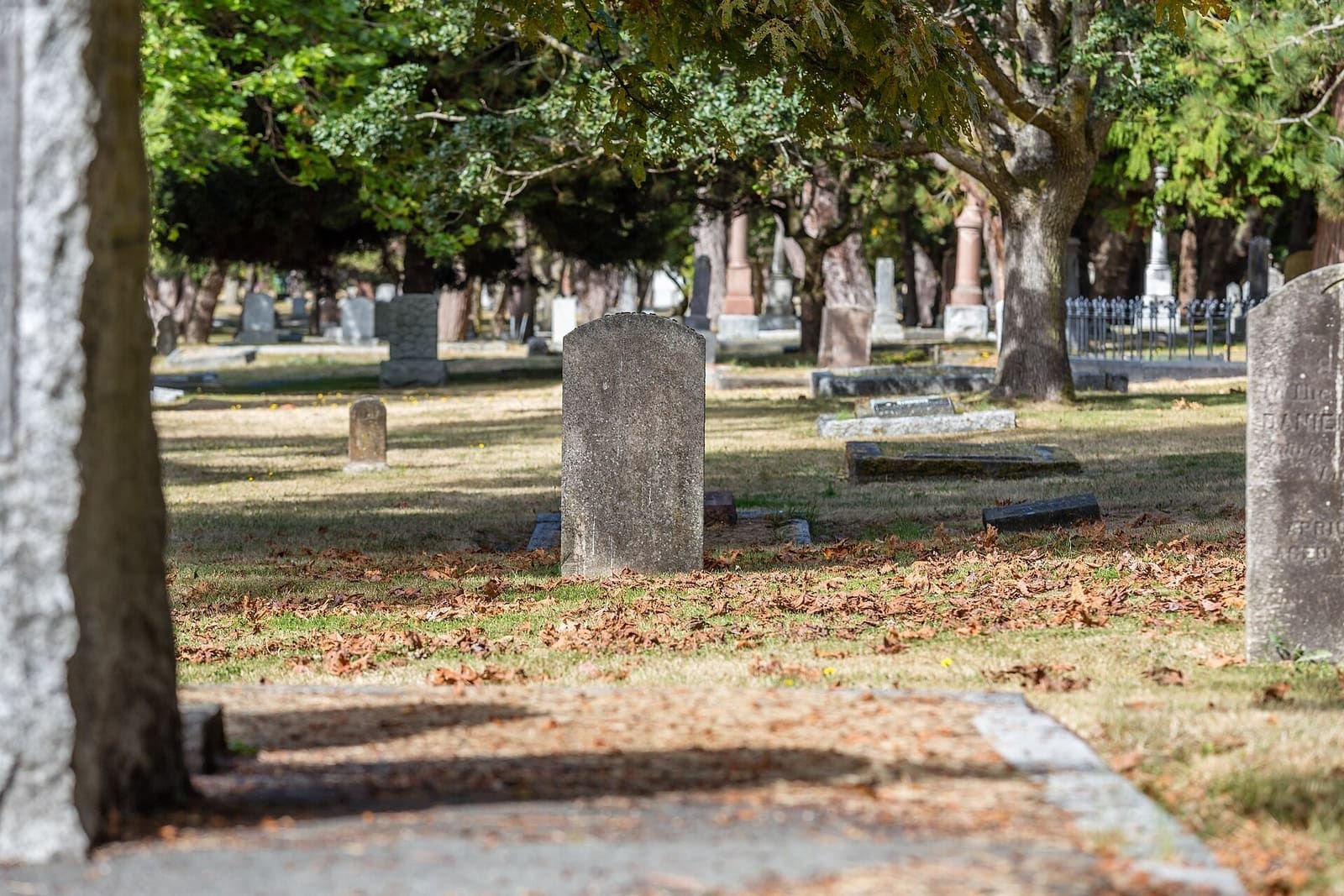 Paths and headstones at Ross Bay Cemetery