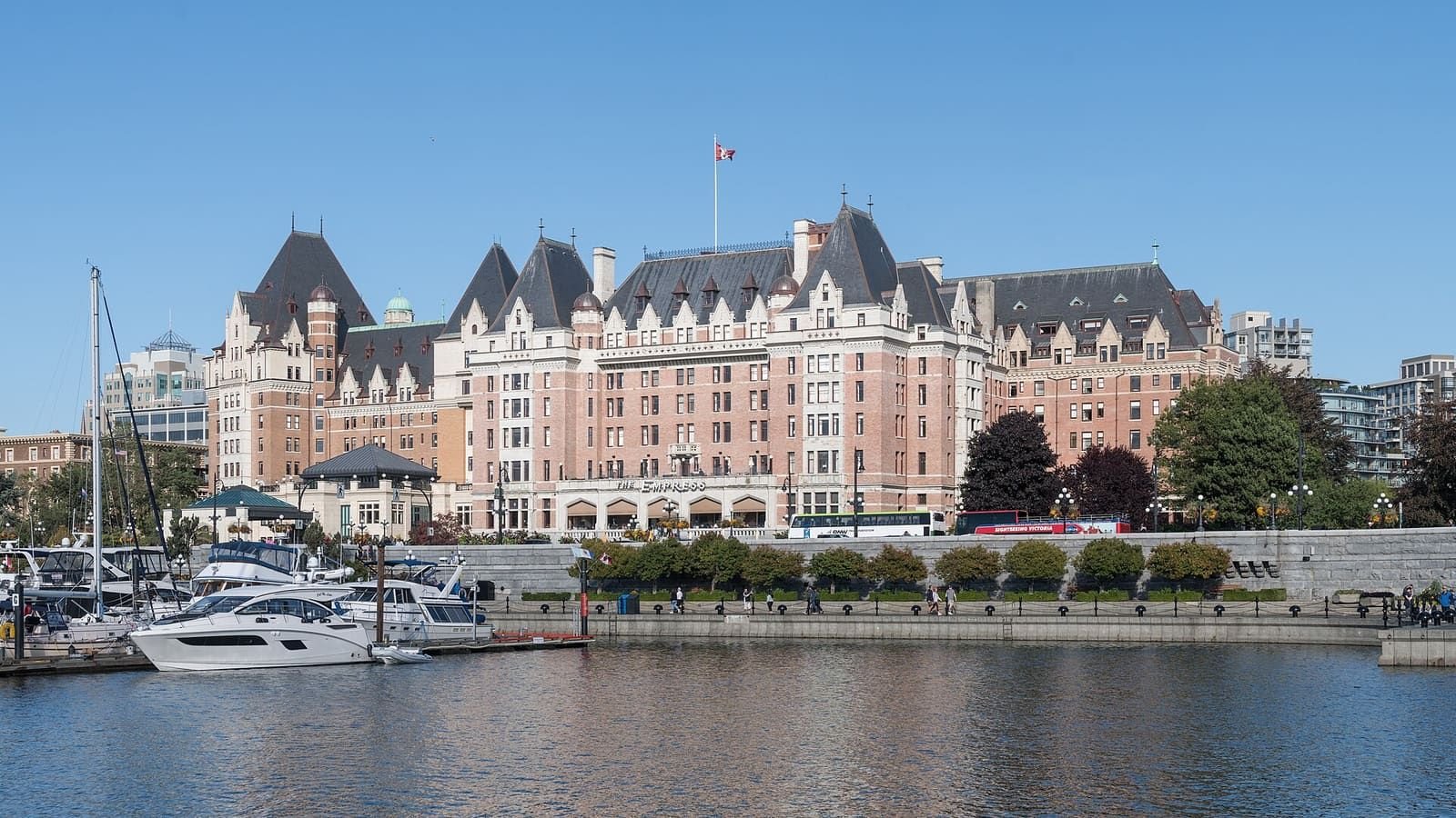 The Fairmont Empress and the Inner Harbour seen from the southwest