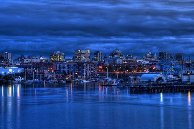 The Victoria skyline at twilight